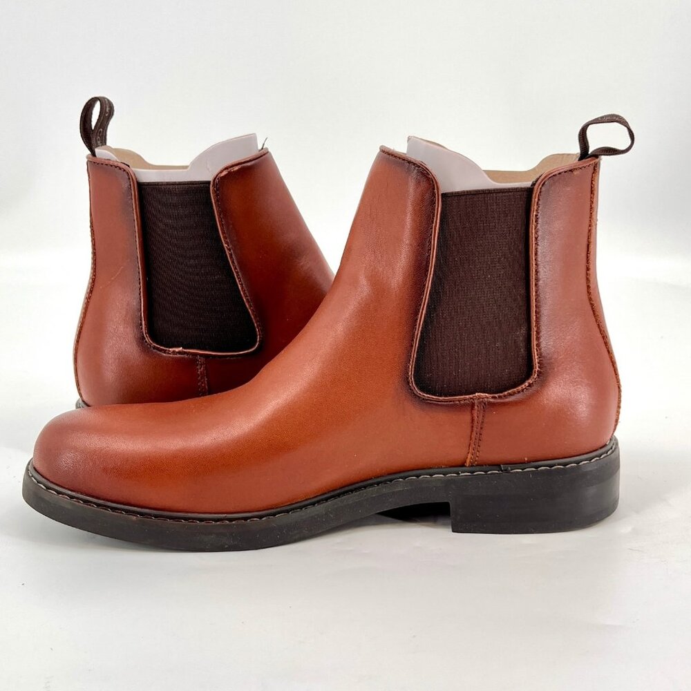 Calvin Klein Fenwick Chelsea Boots Size 7.5 Brown Leather Pull-On Round Toe - Picture 7 of 15